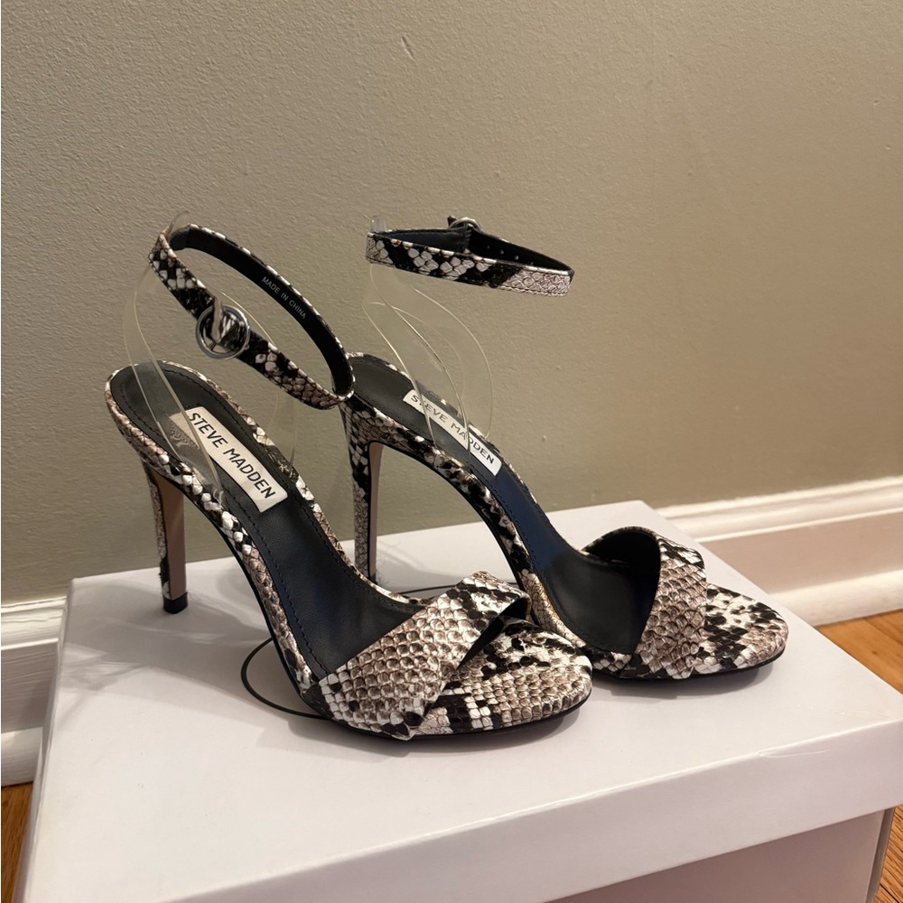 Steve Madden Snakeskin Heels - Black and White